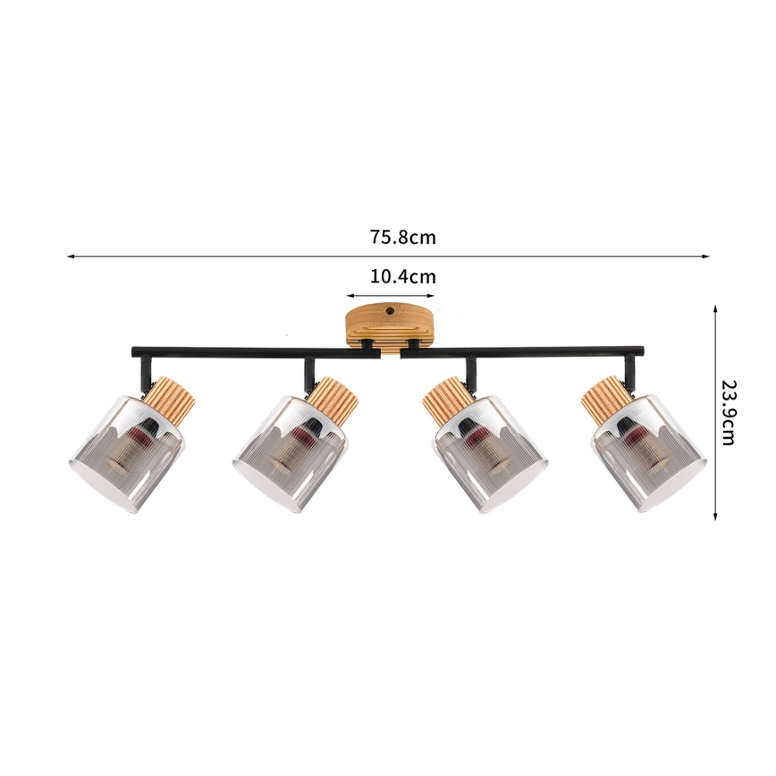 Brilagi - Faretto HYGGE 4xE14/15W/230V legno/fumé