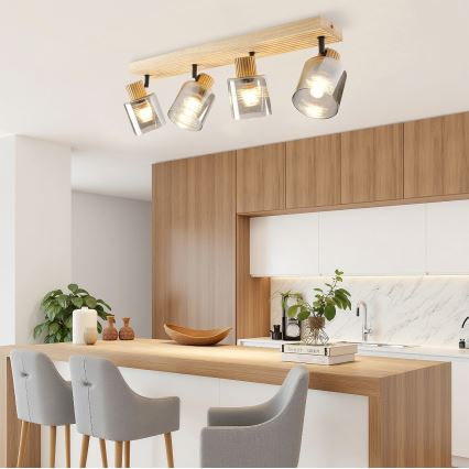 Brilagi - Faretto HYGGE 4xE14/15W/230V legno/fumé