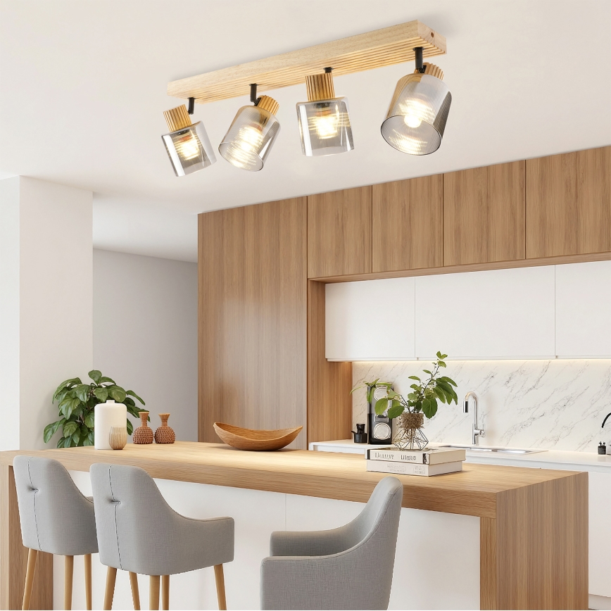 Brilagi - Faretto HYGGE 4xE14/15W/230V legno/fumé