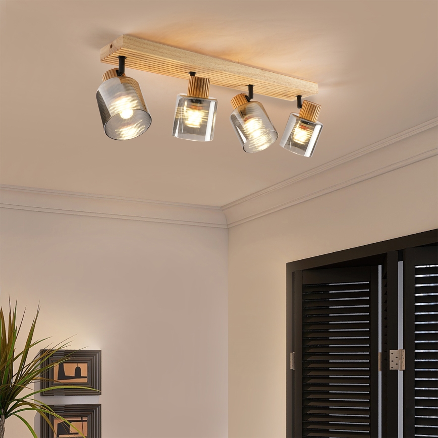 Brilagi - Faretto HYGGE 4xE14/15W/230V legno/fumé