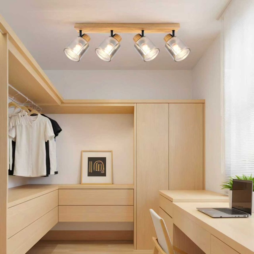 Brilagi - Faretto HYGGE 4xE14/15W/230V legno/fumé