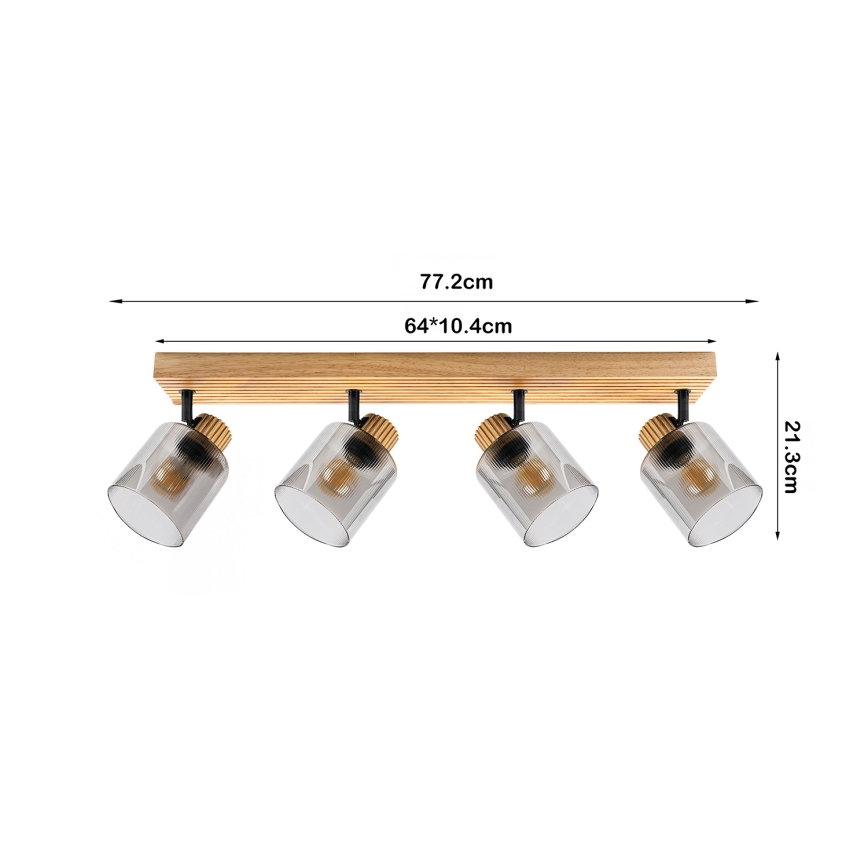 Brilagi - Faretto HYGGE 4xE14/15W/230V legno/fumé