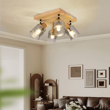 Brilagi - Faretto HYGGE 4xE14/15W/230V legno/fumé