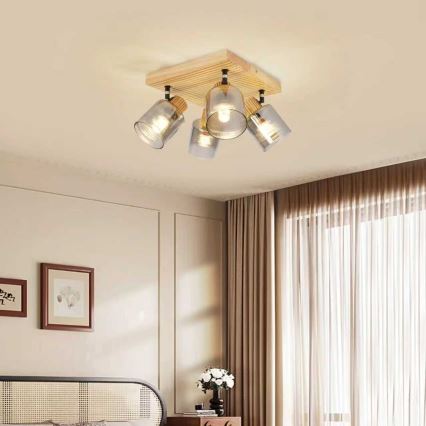 Brilagi - Faretto HYGGE 4xE14/15W/230V legno/fumé