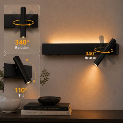 BRILAGI - Faretto LED da parete orientabile ARLIX LED/3W/230V + LED/7W nero CRI 90