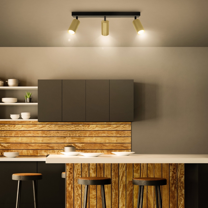 Brilagi - Faretto LED RGBW dimmerabile SELE GOLDEN 3xGU10/6W/230V 3000K nero/oro + telecomando