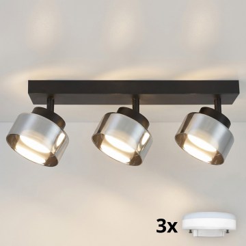 Brilagi - Faretto LED RGB+CCT dimmerabile AURA LUX 3xGX53/14W/230V 2700-6500K Wi-Fi Tuya nero/fumé