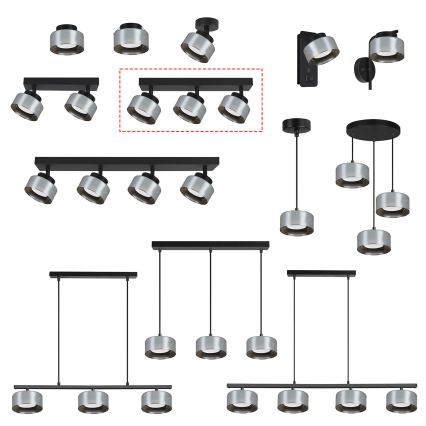 Brilagi - Faretto LED RGB+CCT dimmerabile AURA LUX 3xGX53/14W/230V 2700-6500K Wi-Fi Tuya nero/fumé