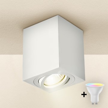Brilagi - Faretto LED RGBW dimmerabile MIA 1xGU10/4,8W/230V 3000K 100x80 mm bianco + telecomando