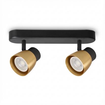 Brilagi - Faretto LED RGBW dimmerabile NUGGET 2xGU10/4,8W/230V 3000K nero/oro + telecomando