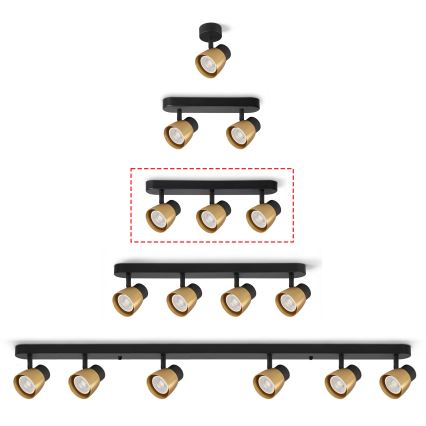 Brilagi - Faretto LED RGBW dimmerabile NUGGET 3xGU10/6W/230V nero/oro