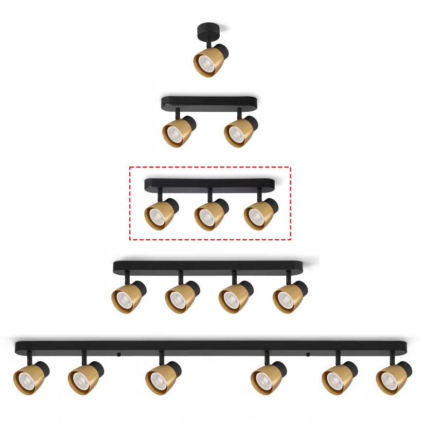 Brilagi - Faretto LED RGBW dimmerabile NUGGET 3xGU10/6W/230V nero/oro