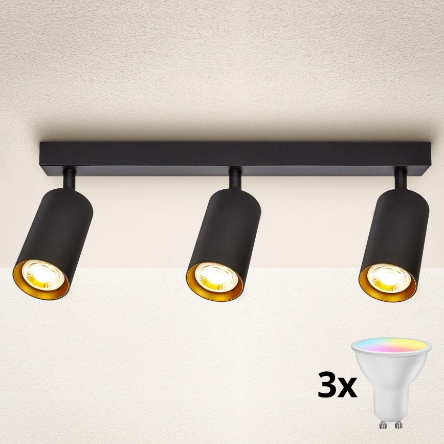 Brilagi - Faretto LED RGBW dimmerabile SELE 3xGU10/6,5W/230V 2700-6500K nero/oro