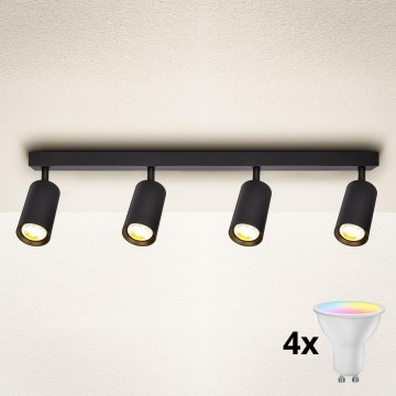 Brilagi - Faretto LED RGBW dimmerabile SELE 4xGU10/4,8W/230V 3000K nero + telecomando