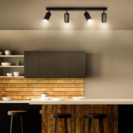 Brilagi - Faretto LED RGBW dimmerabile SELE 4xGU10/4,8W/230V 3000K nero/oro + telecomando