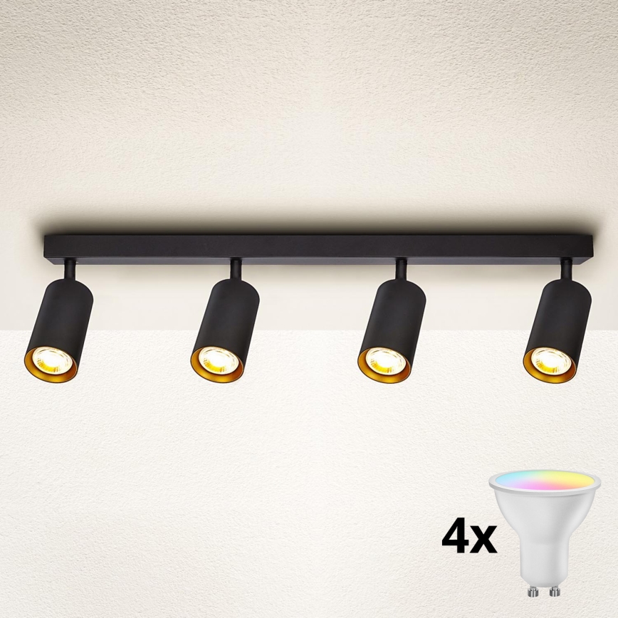 Brilagi - Faretto LED RGBW dimmerabile SELE 4xGU10/6,5W/230V 2700-6500K nero/oro