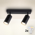 Brilagi - Faretto LED RGBW dimmerabile SELE DIAMANT 2xGU10/4,8W/230V 3000K nero + telecomando