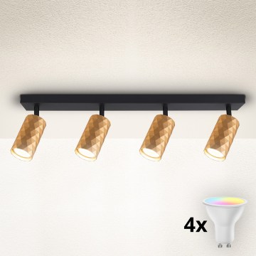 Brilagi - Faretto LED RGBW dimmerabile SELE DIAMANT 4xGU10/4,8W/230V 3000K dorato + telecomando