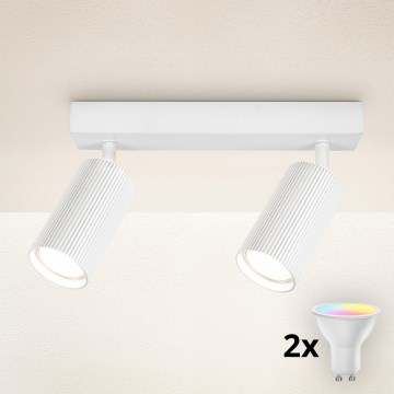 Brilagi - Faretto LED RGBW dimmerabile SELE MODERN 2xGU10/4,8W/230V 3000K bianco + telecomando