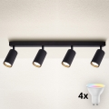 Brilagi - Faretto LED RGBW dimmerabile SELE MODERN 4xGU10/4,8W/230V 3000K nero + telecomando