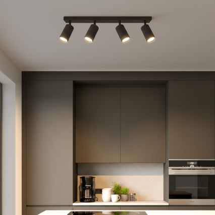 Brilagi - Faretto LED RGBW dimmerabile SELE MODERN 4xGU10/4,8W/230V 3000K nero + telecomando