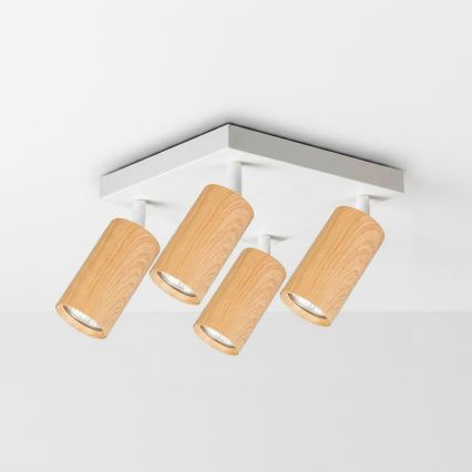 Brilagi - Faretto LED RGBW dimmerabile SELE SQUARE 4xGU10/6,5W/230V 2700-6500K bianco/effetto rovere
