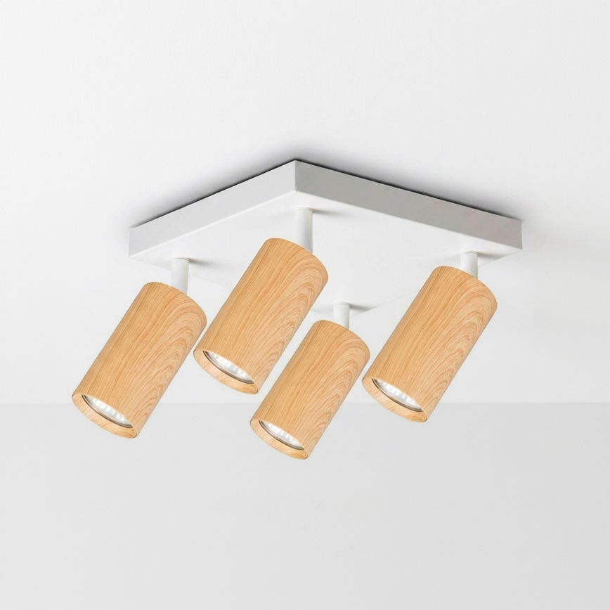 Brilagi - Faretto LED RGBW dimmerabile SELE SQUARE 4xGU10/6,5W/230V 2700-6500K bianco/effetto rovere