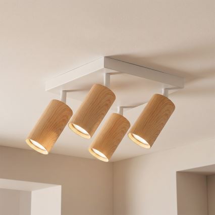 Brilagi - Faretto LED RGBW dimmerabile SELE SQUARE 4xGU10/6,5W/230V 2700-6500K bianco/effetto rovere