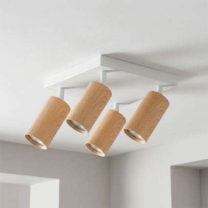 Brilagi - Faretto LED RGBW dimmerabile SELE SQUARE 4xGU10/6,5W/230V 2700-6500K bianco/effetto rovere