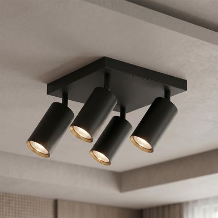 Brilagi - Faretto LED RGBW dimmerabile SELE SQUARE 4xGU10/6,5W/230V 2700-6500K nero/oro