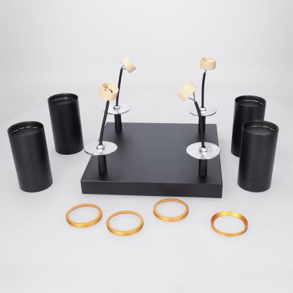 Brilagi - Faretto LED RGBW dimmerabile SELE SQUARE 4xGU10/6,5W/230V 2700-6500K nero/oro