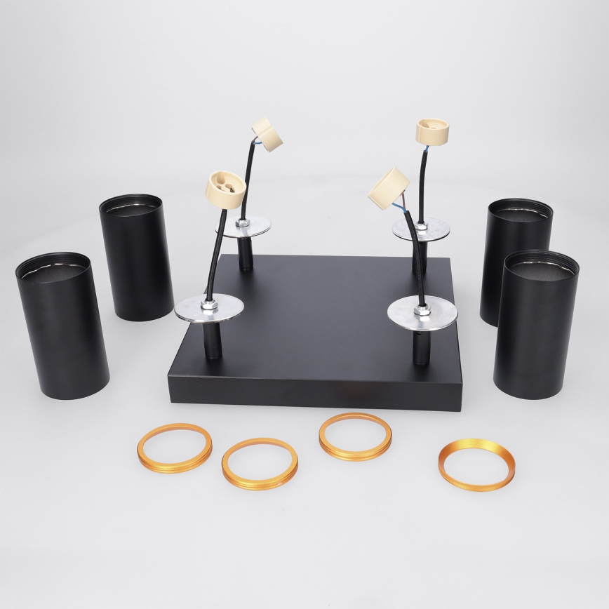 Brilagi - Faretto LED RGBW dimmerabile SELE SQUARE 4xGU10/6,5W/230V 2700-6500K nero/oro