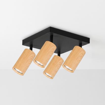 Brilagi - Faretto LED RGBW dimmerabile SELE SQUARE 4xGU10/6,5W/230V 2700-6500K nero/decor rovere