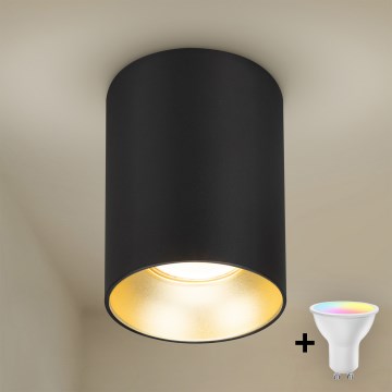 Brilagi - Faretto LED RGBW dimmerabile TRINE 1xGU10/4,8W/230V 3000K nero/oro + telecomando