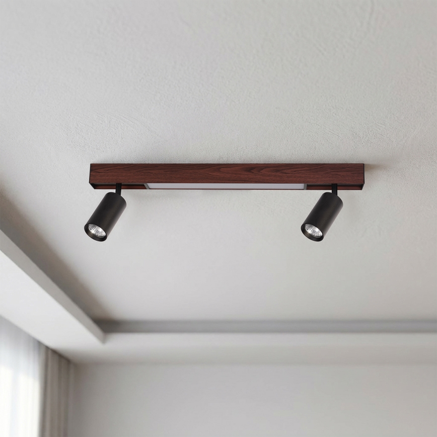 BRILAGI - Faretto LED SELE 2xGU10/30W/230V + LED/15W nero/decor ciliegio