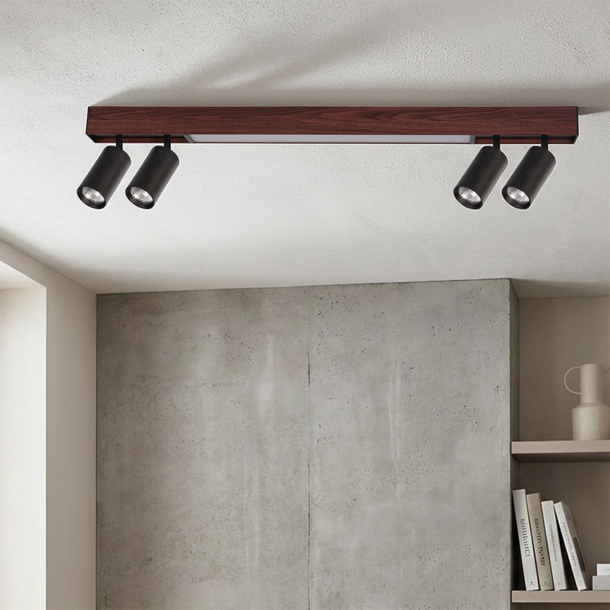 BRILAGI - Faretto LED SELE 4xGU10/30W/230V + LED/20W nero/decor ciliegio