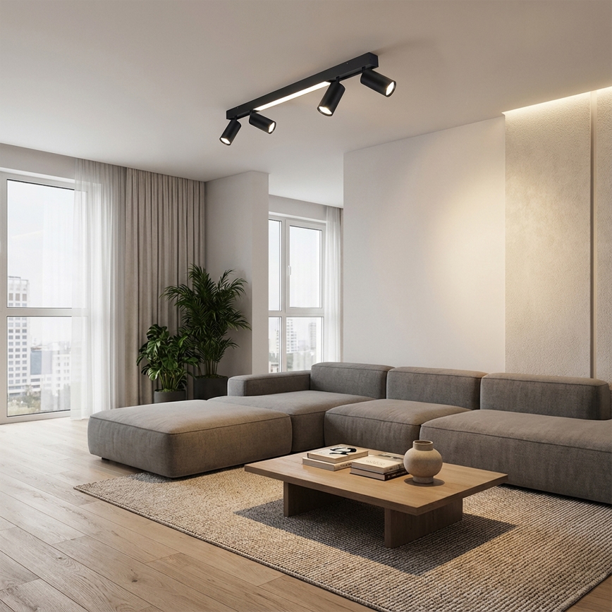 Brilagi - Faretto LED SELE 4xGU10/30W/230V + LED/20W nero