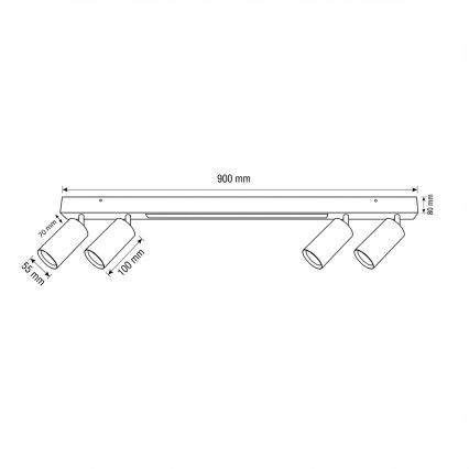 Brilagi - Faretto LED SELE 4xGU10/30W/230V + LED/20W nero