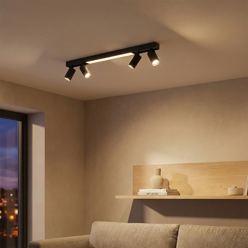 Brilagi - Faretto LED SELE 4xGU10/30W/230V + LED/25W nero