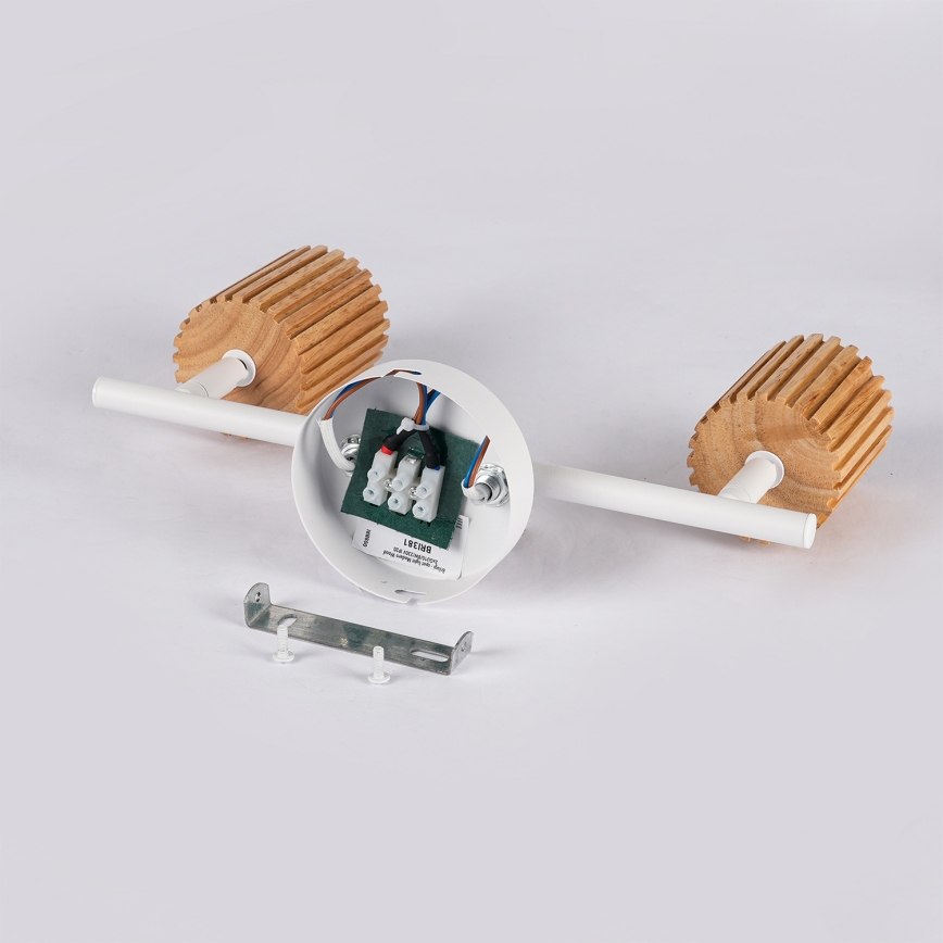 Brilagi - Faretto MODERN WOOD 2xGU10/8W/230V in legno di caucciù/bianco