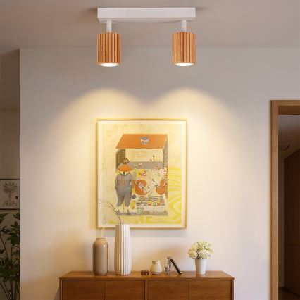 Brilagi - Faretto MODERN WOOD 2xGU10/8W/230V legno/bianco