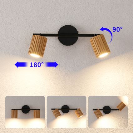 Brilagi - Faretto MODERN WOOD 2xGU10/8W/230V legno/nero