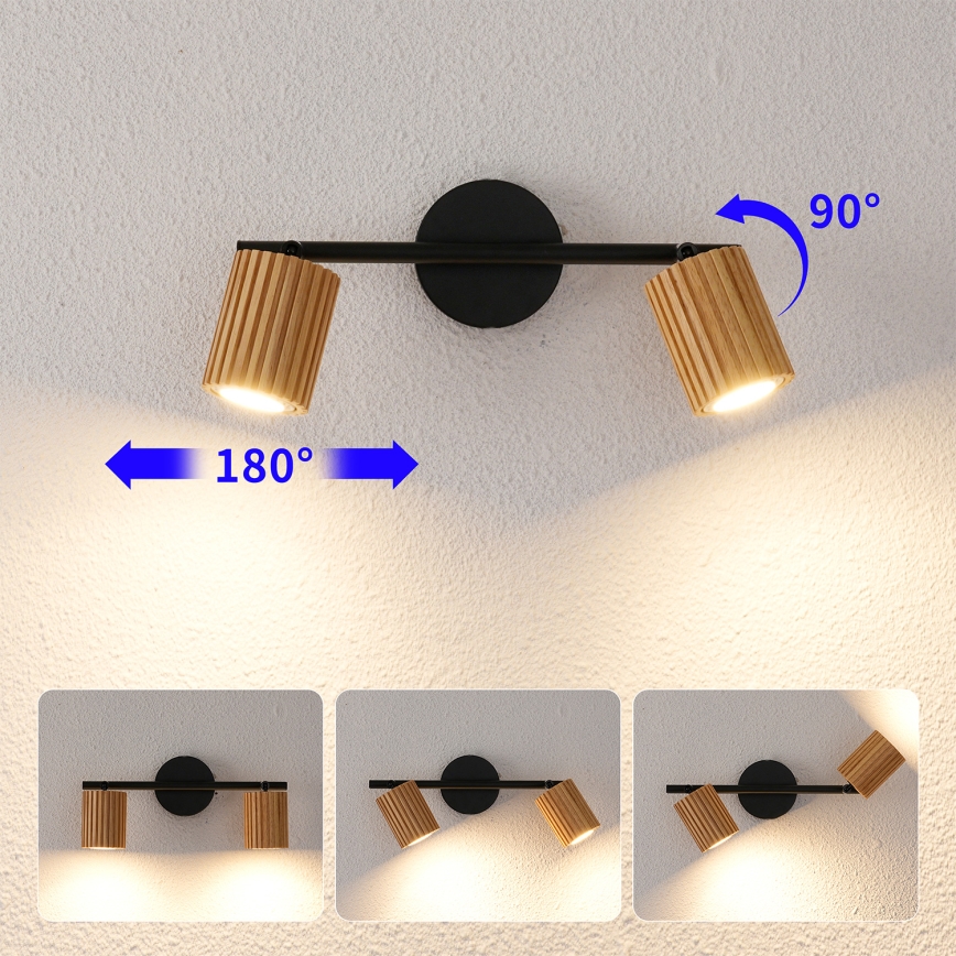 Brilagi - Faretto MODERN WOOD 2xGU10/8W/230V legno/nero