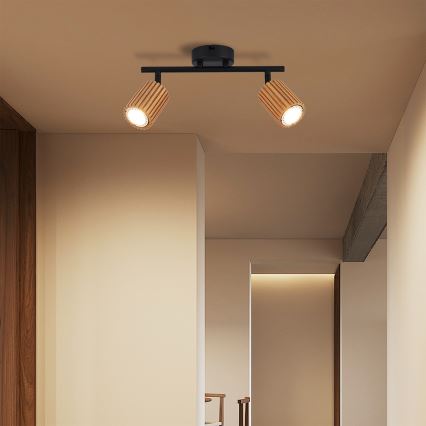Brilagi - Faretto MODERN WOOD 2xGU10/8W/230V legno/nero