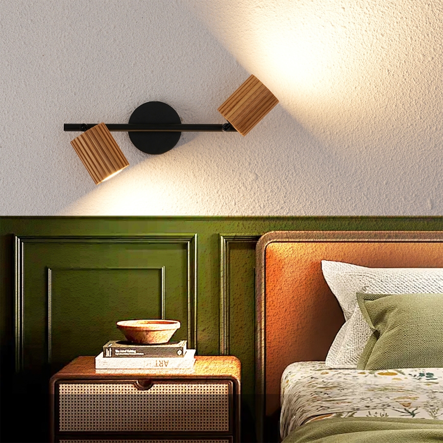 Brilagi - Faretto MODERN WOOD 2xGU10/8W/230V legno/nero