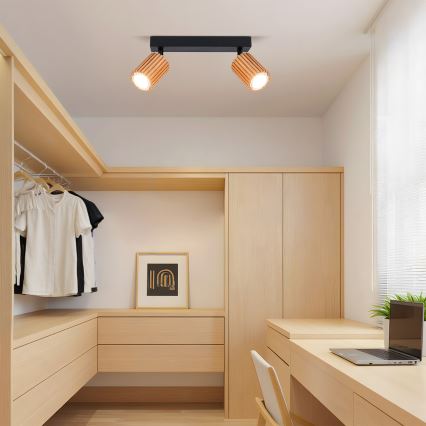Brilagi - Faretto MODERN WOOD 2xGU10/8W/230V legno/nero