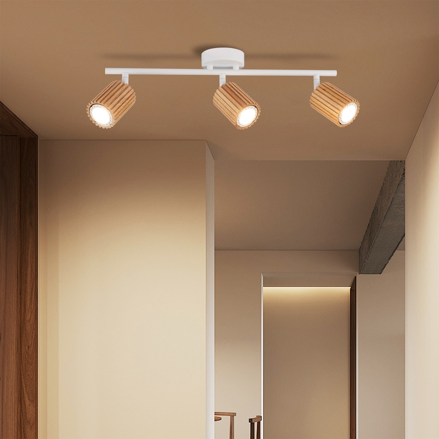 Brilagi - Faretto MODERN WOOD 3xGU10/8W/230V legno/bianco