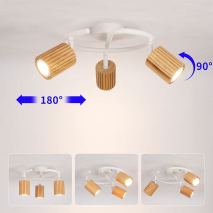 Brilagi - Faretto MODERN WOOD 3xGU10/8W/230V legno/bianco
