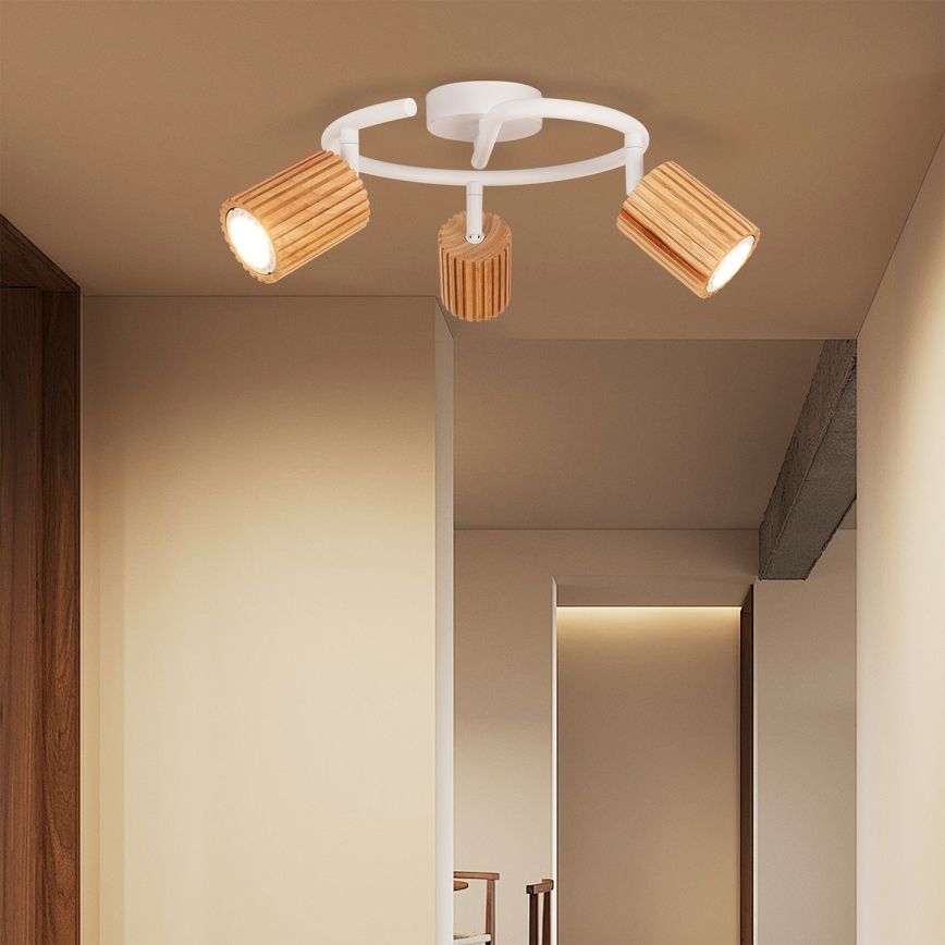 Brilagi - Faretto MODERN WOOD 3xGU10/8W/230V legno/bianco