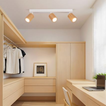 Brilagi - Faretto MODERN WOOD 3xGU10/8W/230V legno/bianco